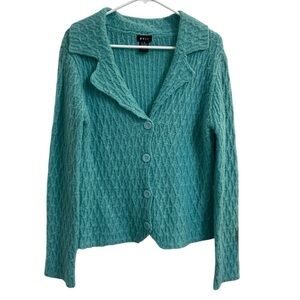 Evie Teal Button-Up Cardigan Sweater - Teal - Size Women’s Small - Wool Blend